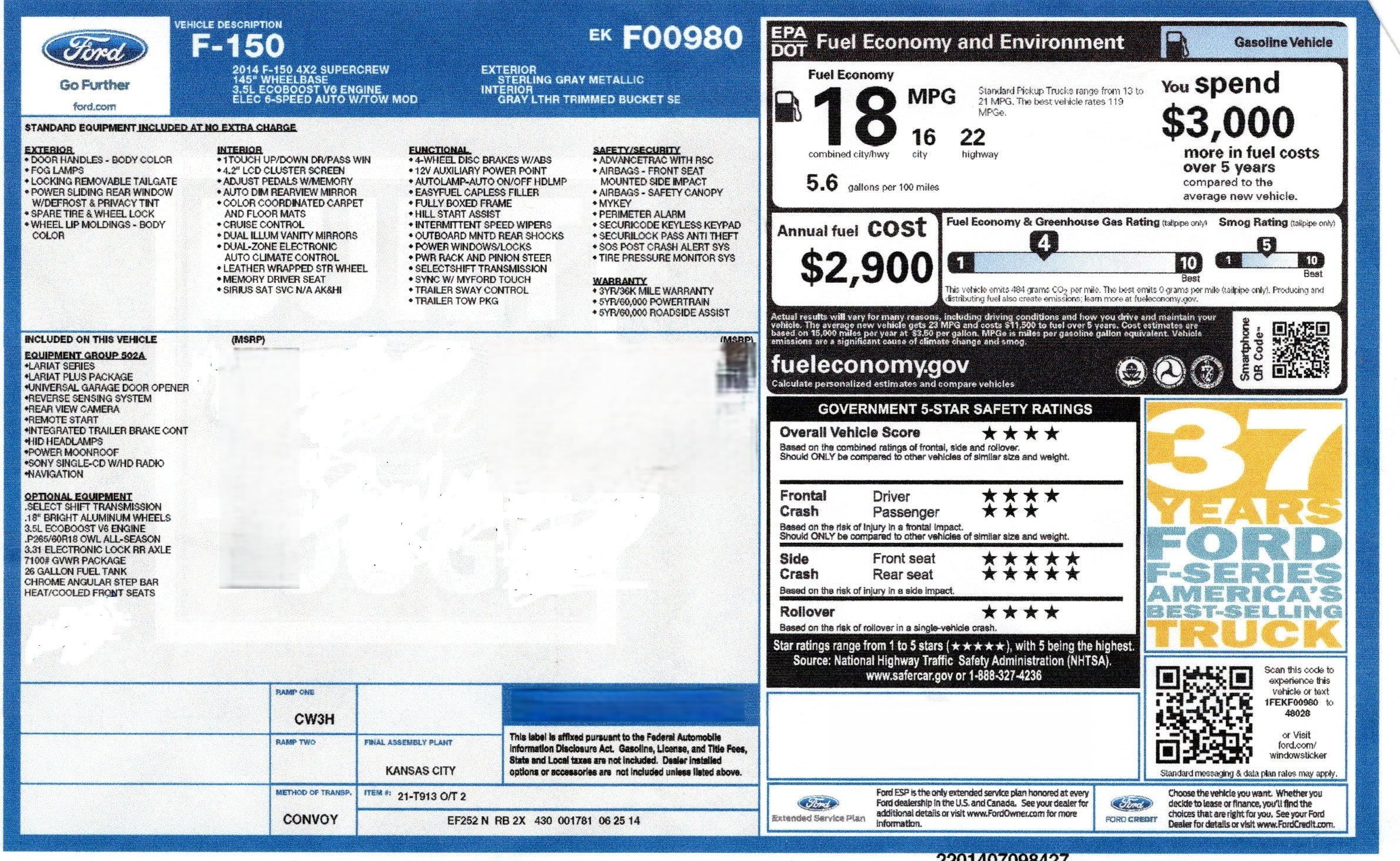 2014 Ford F150 Lariat