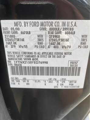 2000 Ford F250 4x4 SuperCab Super Duty