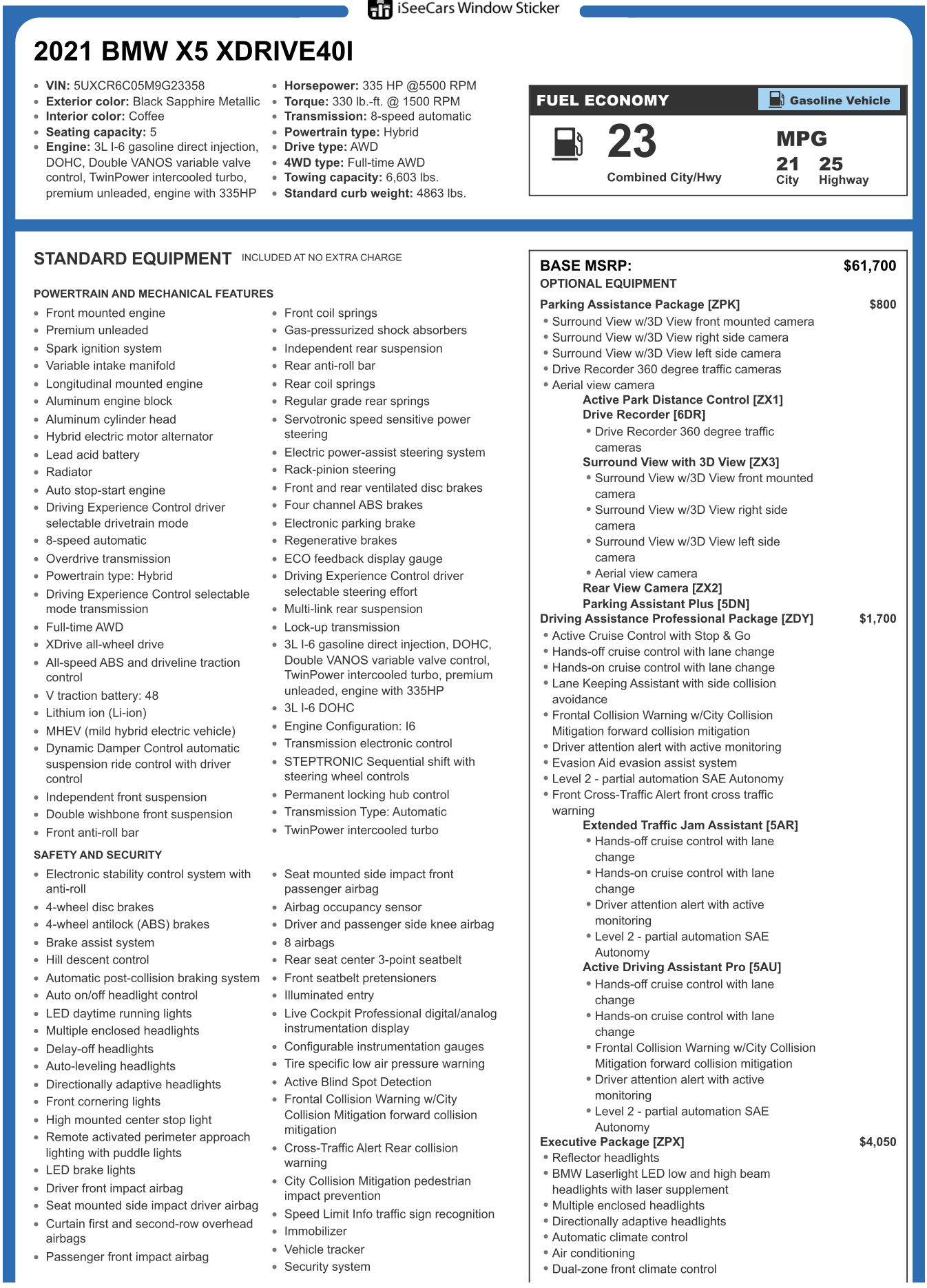 2021 BMW X5 xDrive40i