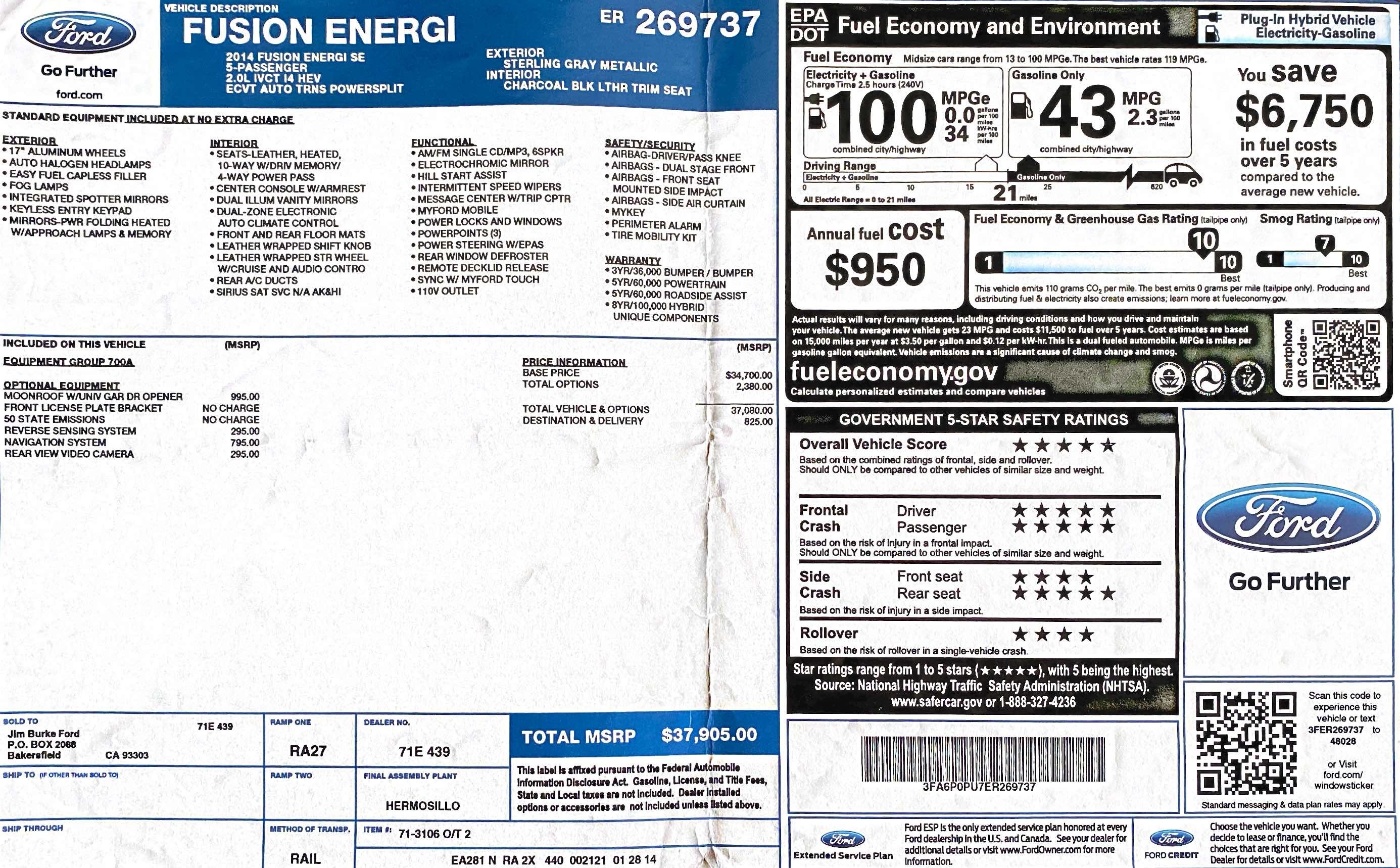 2014 Ford Fusion Energi SE