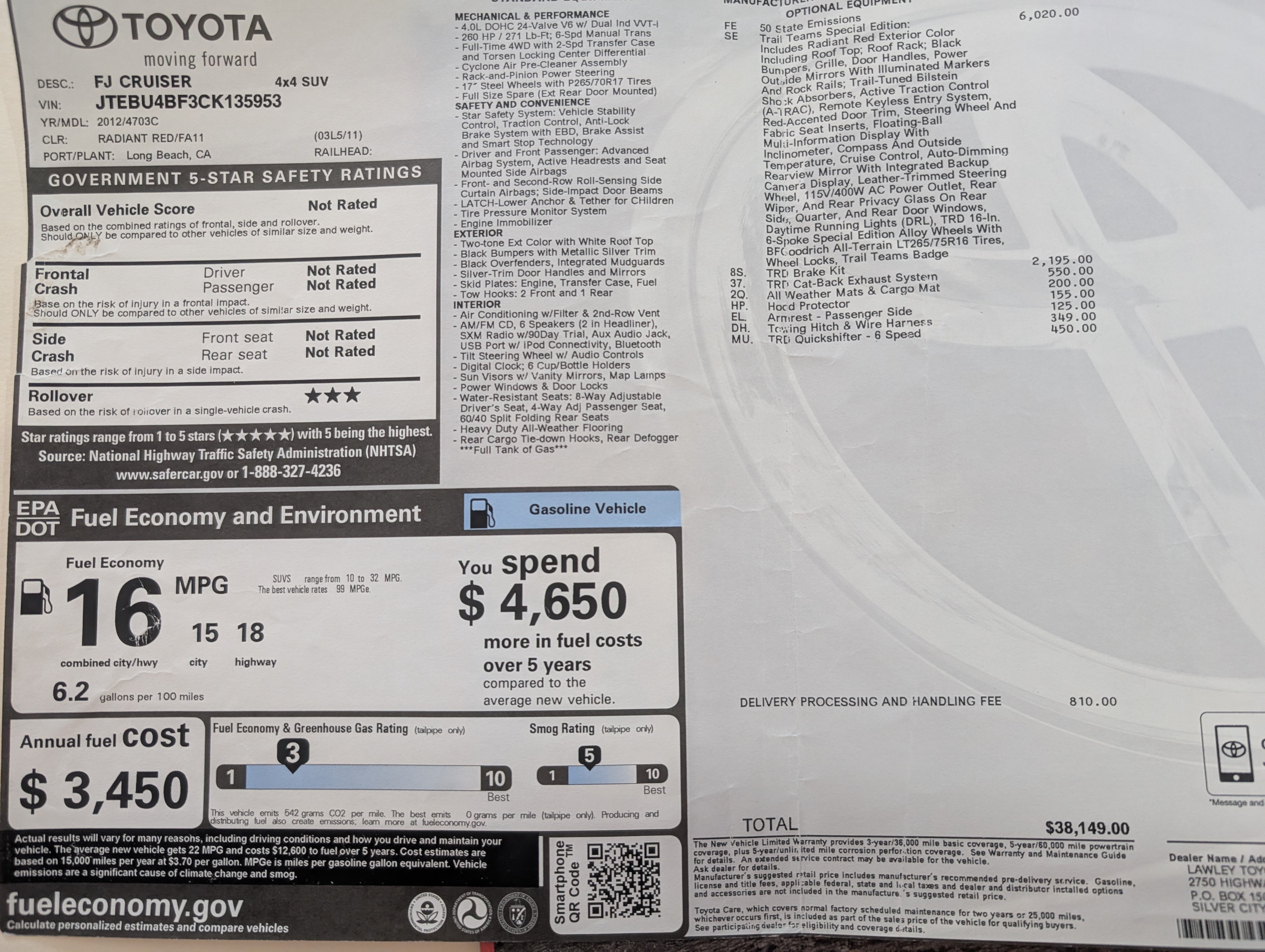 2012 Toyota FJ Cruiser 4WD