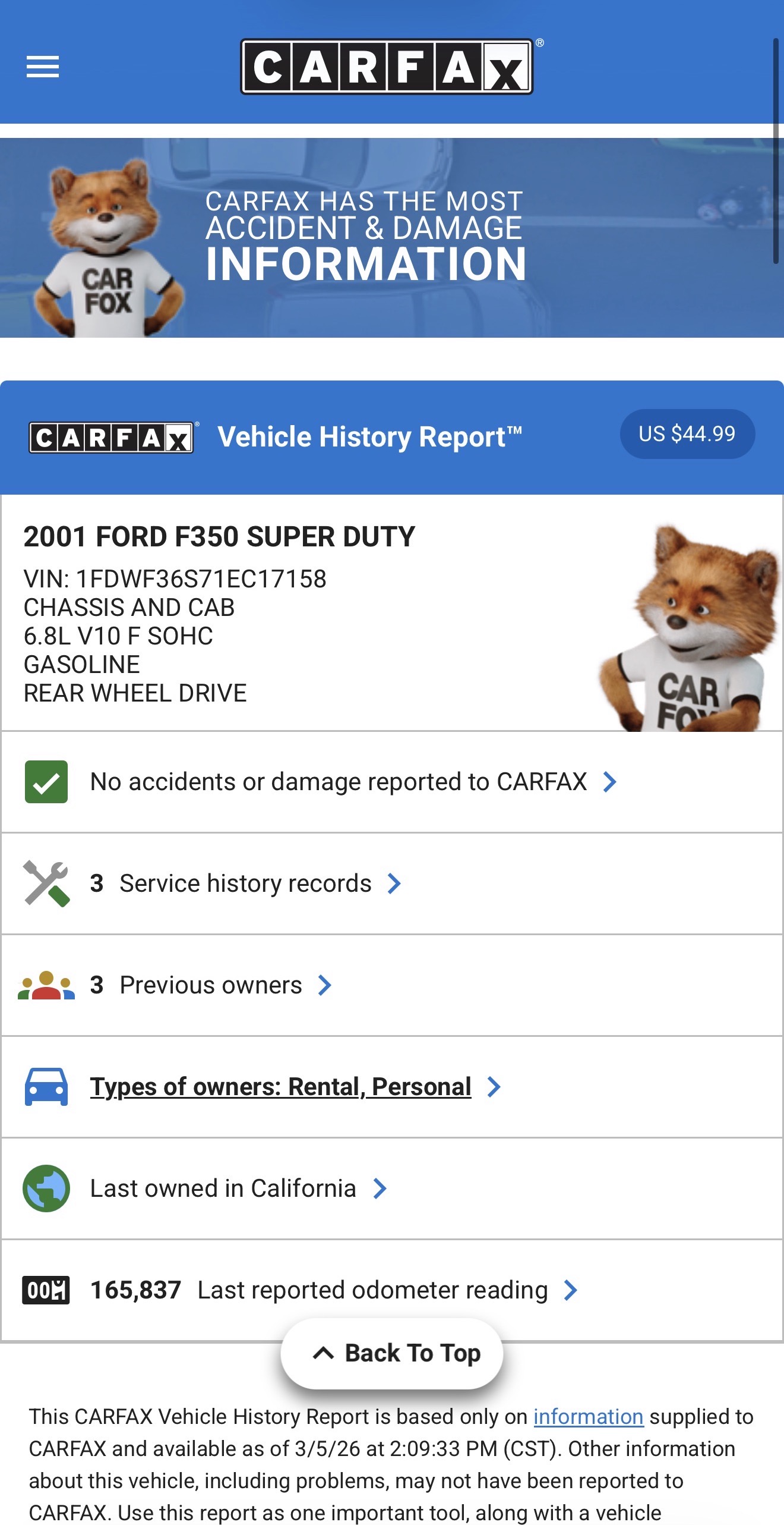 2001 Ford F350 2WD Regular Cab DRW Super Duty