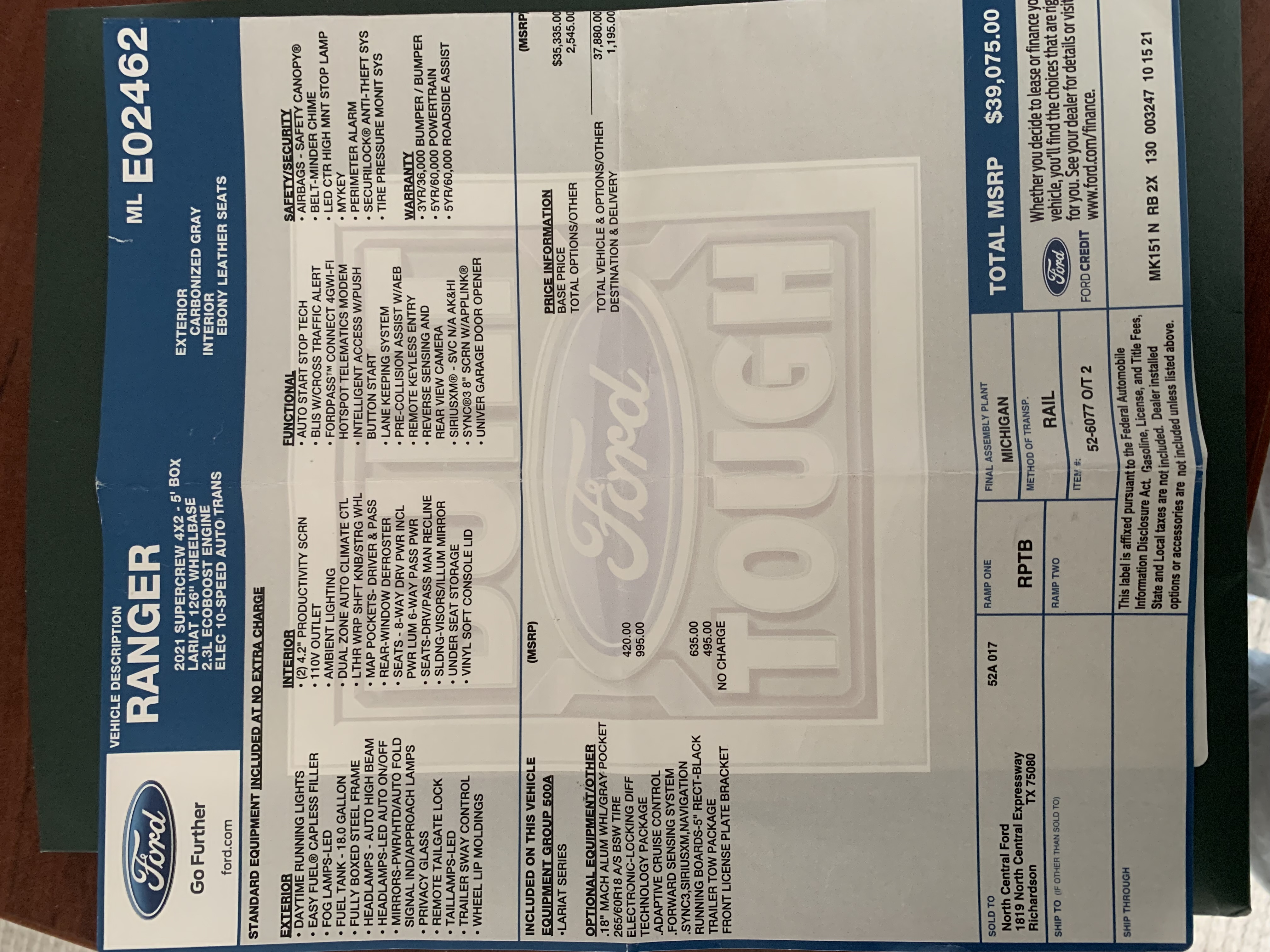 2021 Ford Ranger Lariat