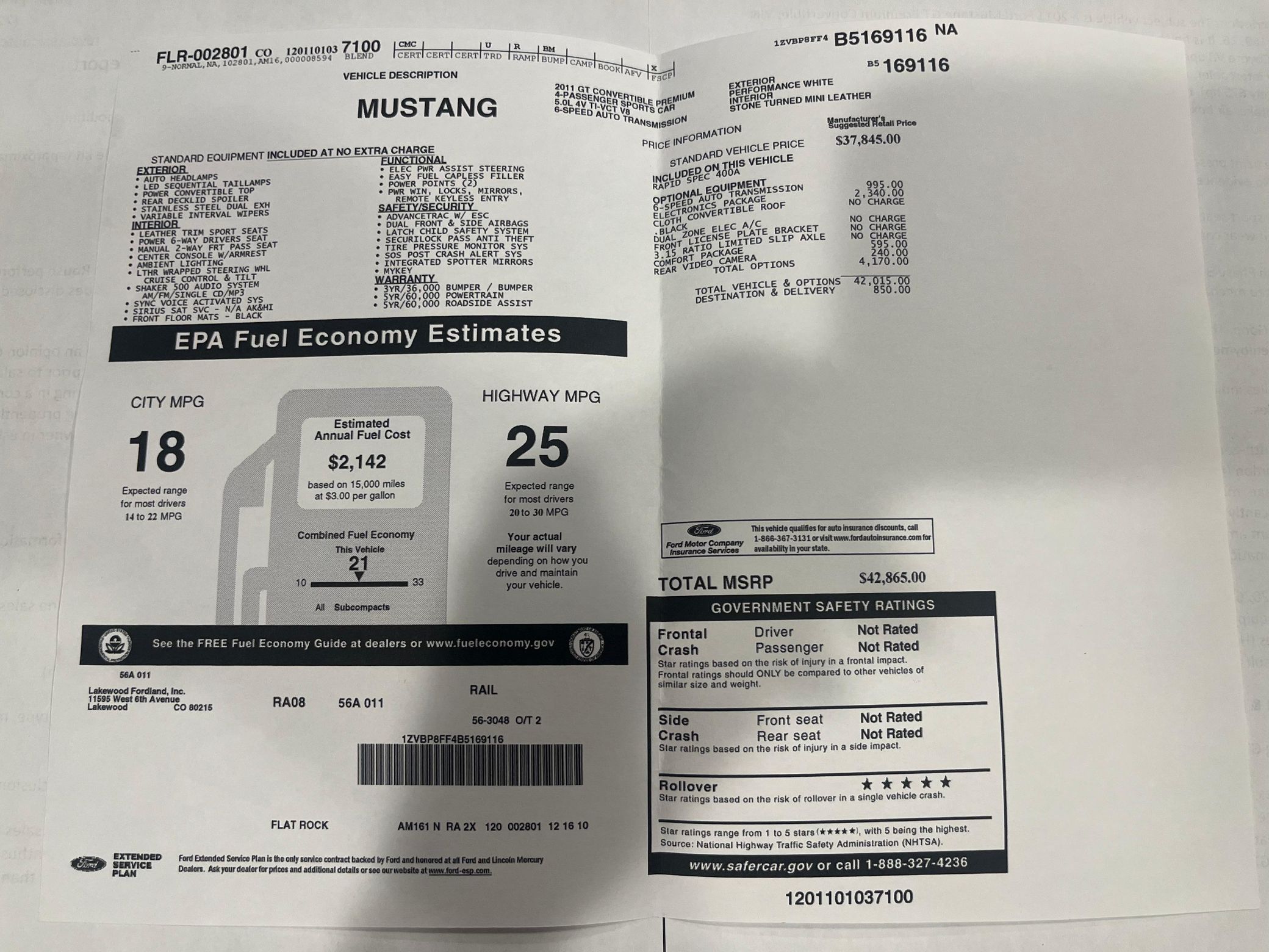 2011 Ford Mustang GT Premium