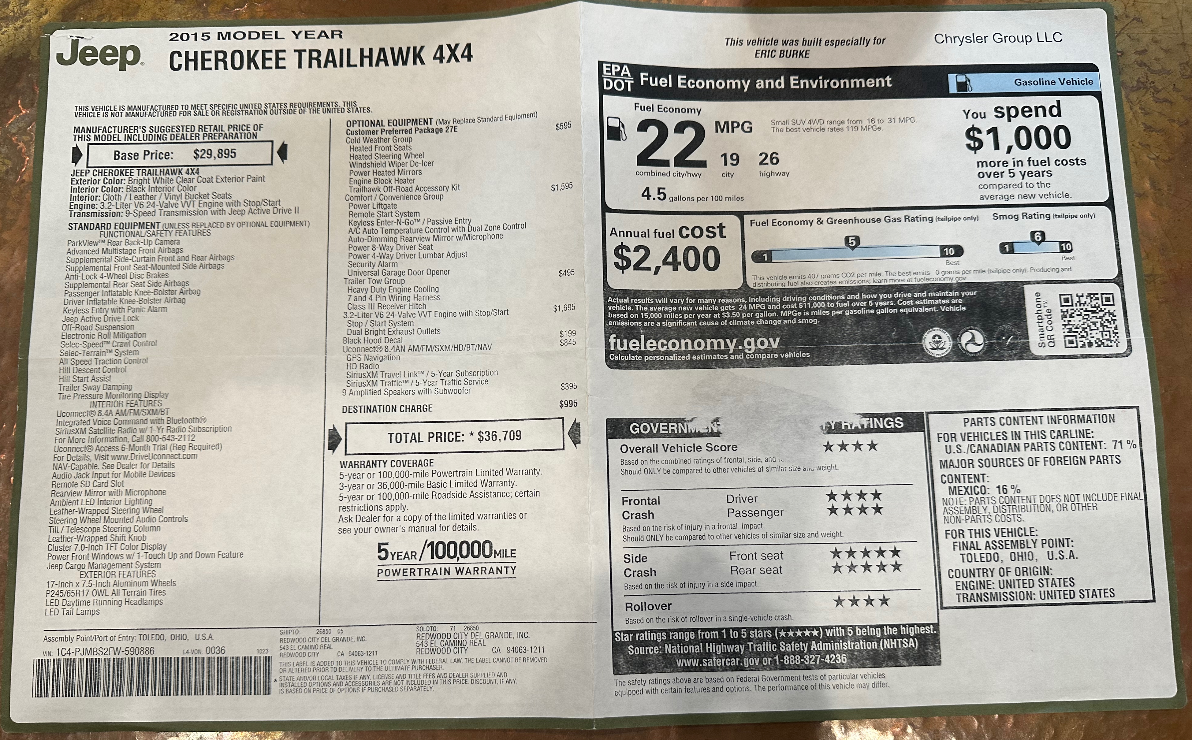 2015 Jeep Cherokee Trailhawk