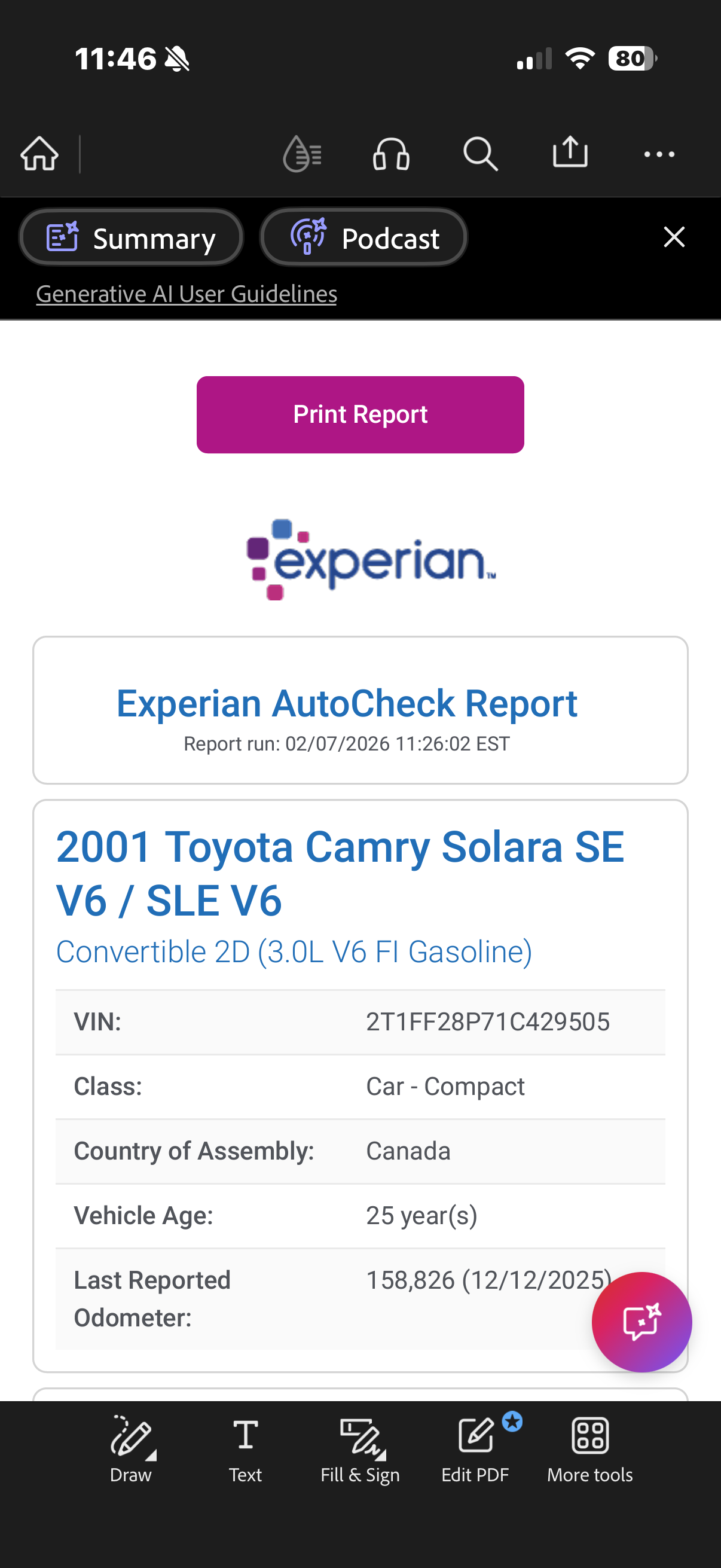2001 Toyota Solara SLE