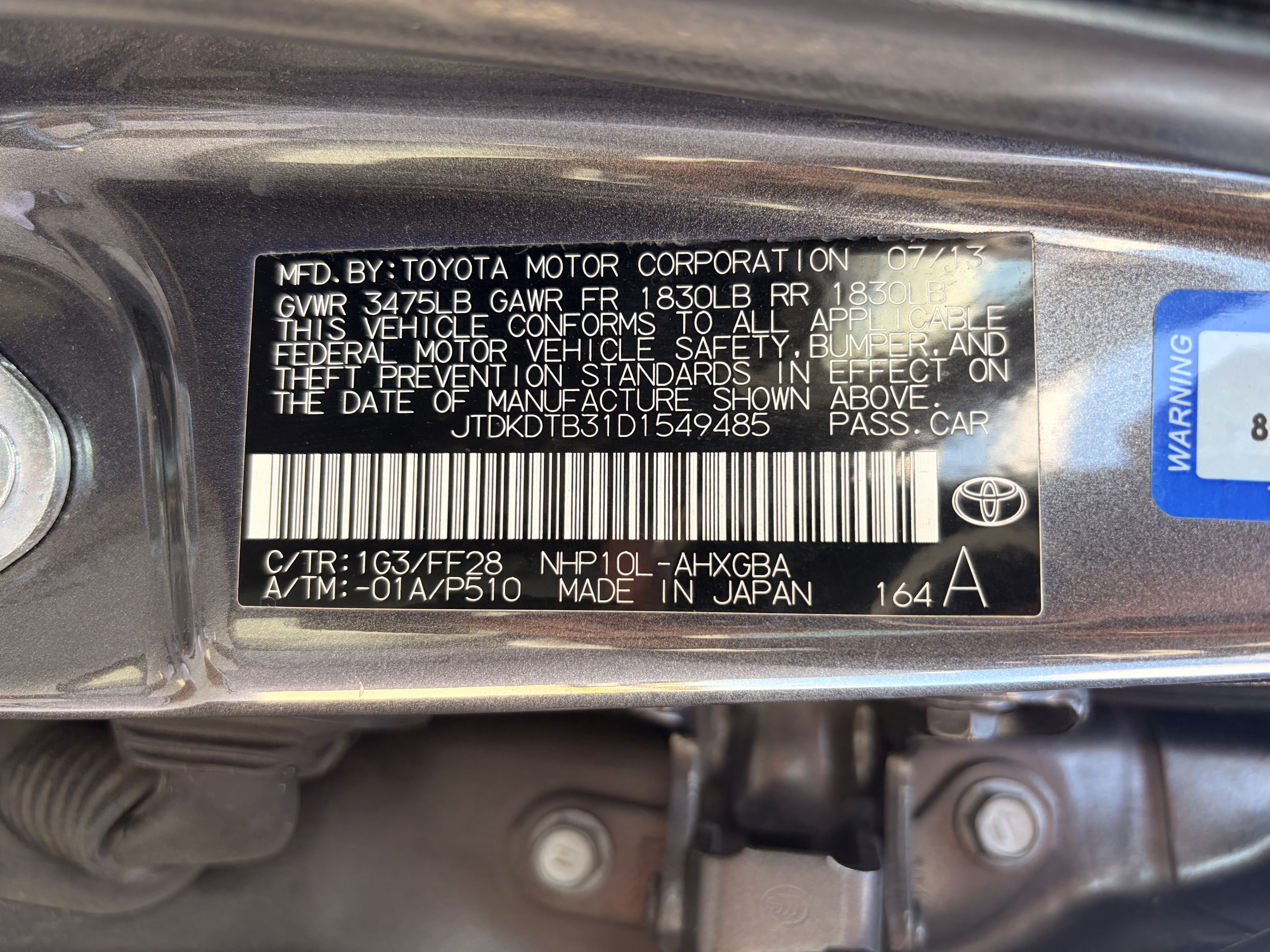 2013 Toyota Prius C Three