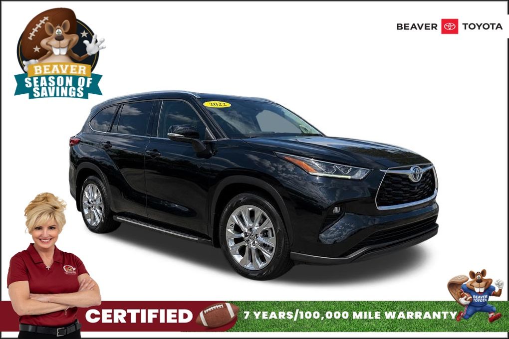 Midnight Black Metallic 2022 Toyota Highlander Hybrid SUV / Crossover Front-Wheel Drive Continuously Variable Transmission