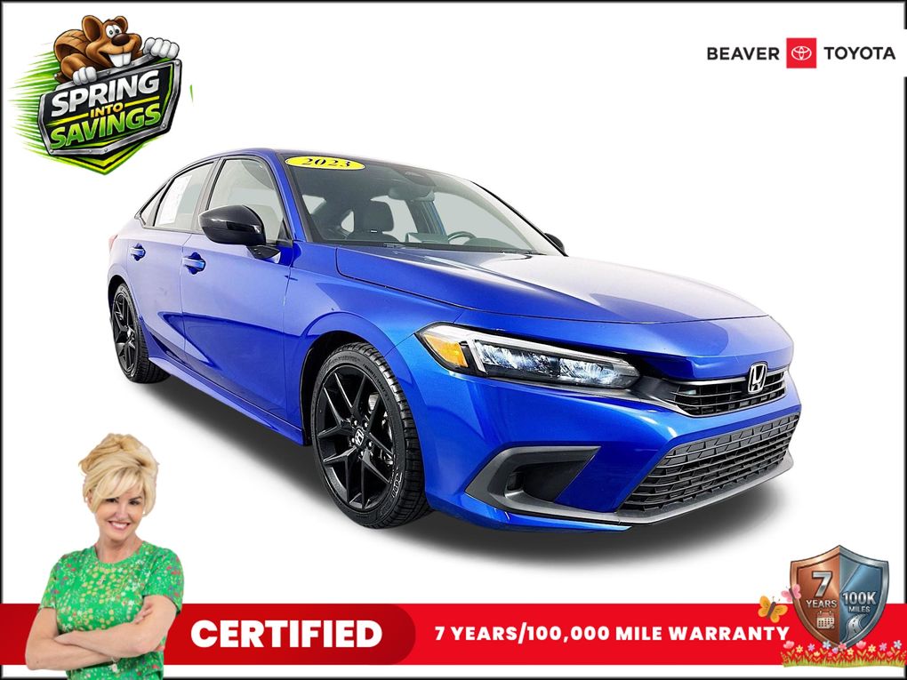 Aegean Blue Metallic 2023 Honda Civic Sport FWD Sedan Front-Wheel Drive Continuously Variable Transmission