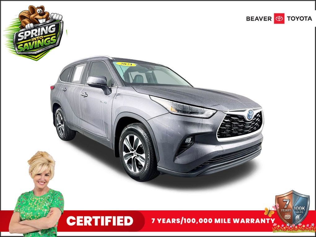 Magnetic Gray Metallic 2021 Toyota Highlander Hybrid XLE AWD SUV / Crossover All-Wheel Drive Continuously Variable Transmission