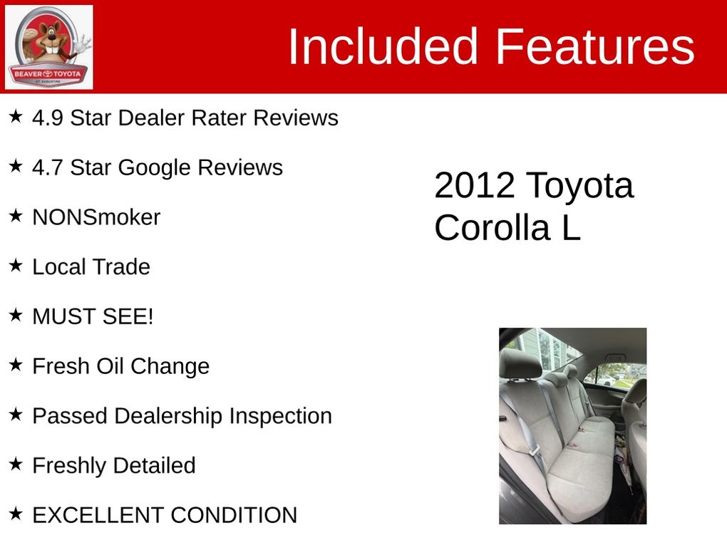 Used 2012 Toyota Corolla Sedan