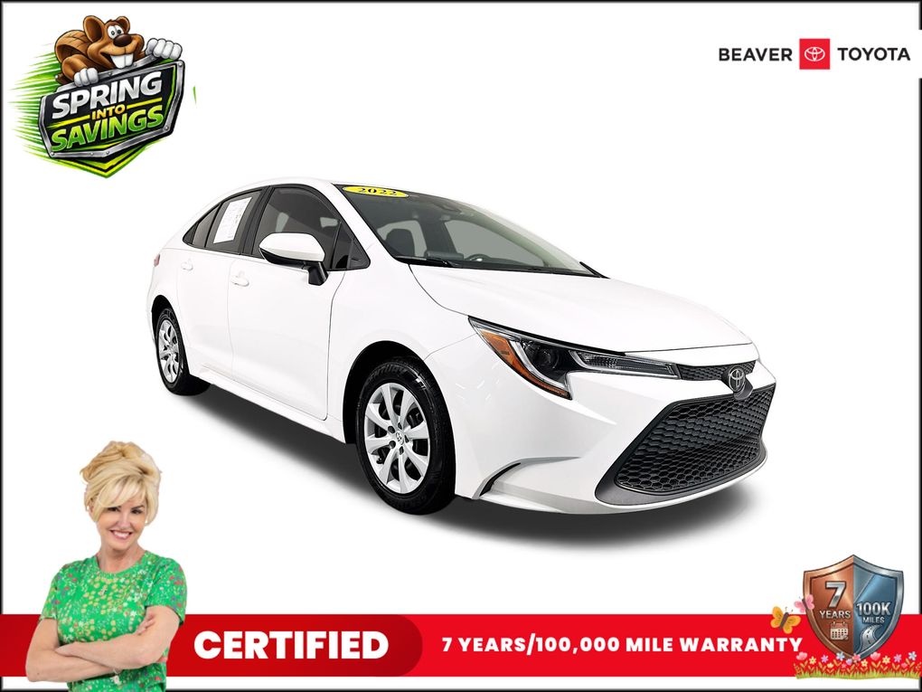 White 2022 Toyota Corolla LE FWD Sedan Front-Wheel Drive Continuously Variable Transmission