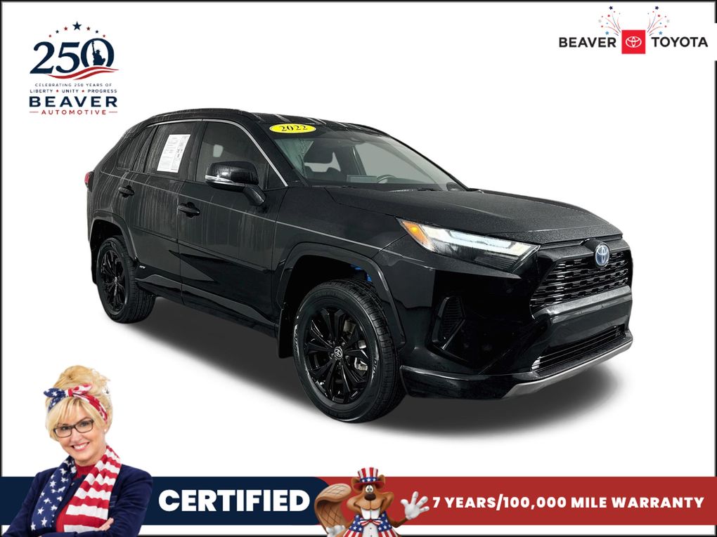 Midnight Black Metallic 2022 Toyota RAV4 Hybrid SUV / Crossover All-Wheel Drive Continuously Variable Transmission