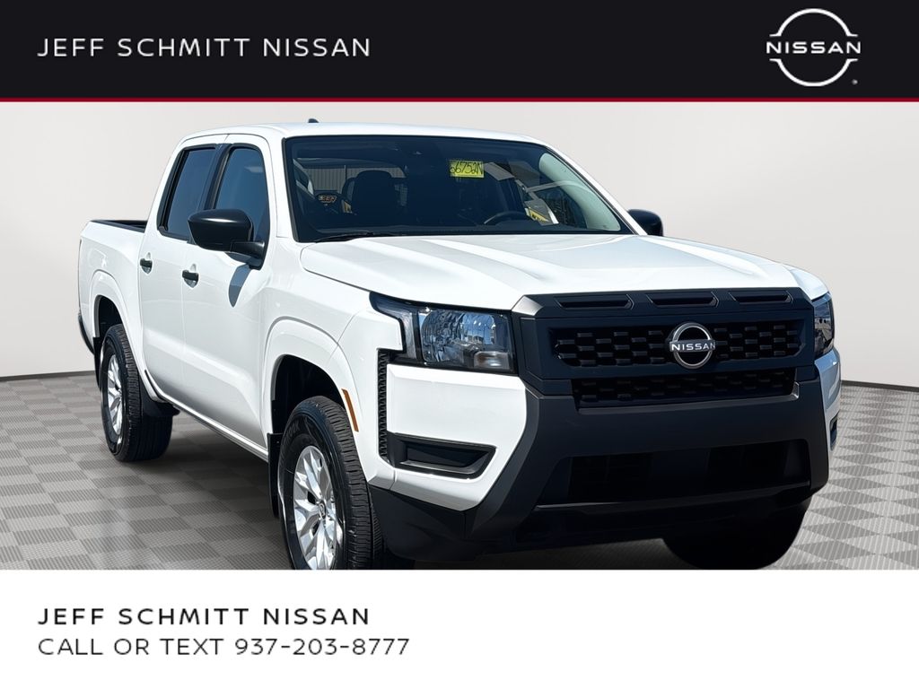 Glacier White 2025 Nissan Frontier S Crew Cab 4WD Pickup Truck Four-Wheel Drive 9-Speed Automatic Overdrive