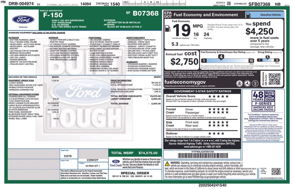 Certified Used 2025 Blue Ford Lariat image 9