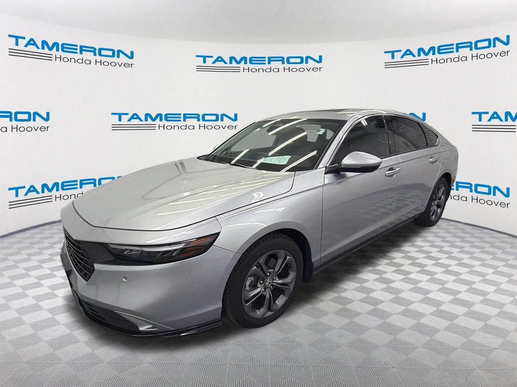 Solar Silver Metallic 2024 Honda Accord Hybrid Sedan Front-Wheel Drive Continuously Variable Transmission