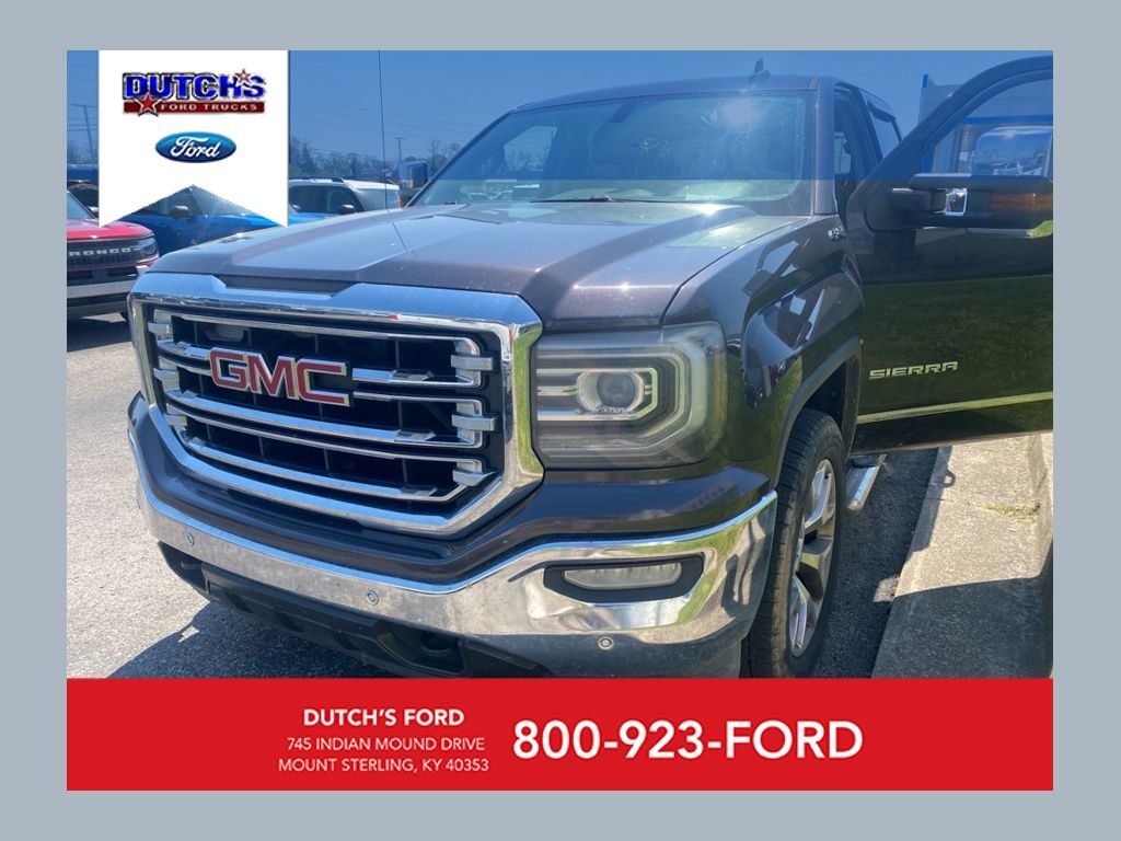 Gray (Iridium Metallic) 2016 GMC Sierra 1500 SLT Crew Cab 4WD Pickup Truck Four-Wheel Drive 8-Speed Automatic Overdrive