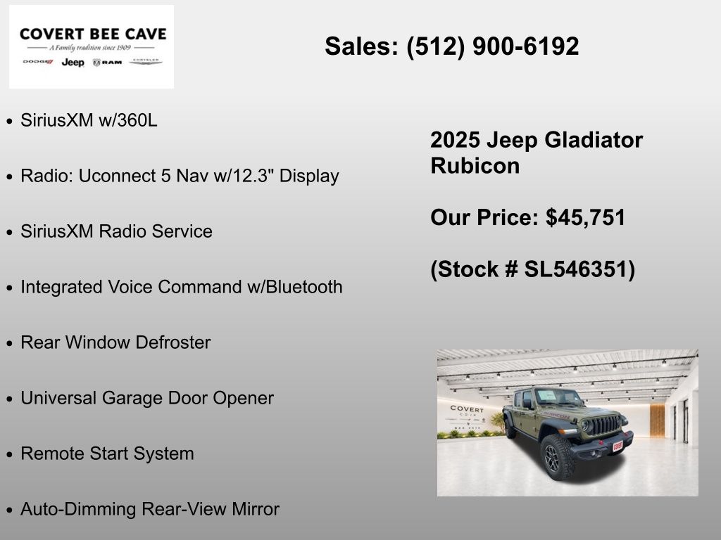 New Car 2025 Jeep Gladiator  Rubicon For Sale Under $50,000 In Austin, Texas