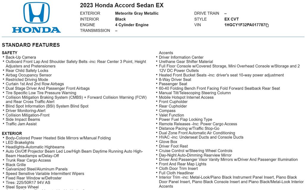 2023 Honda Accord EX 20