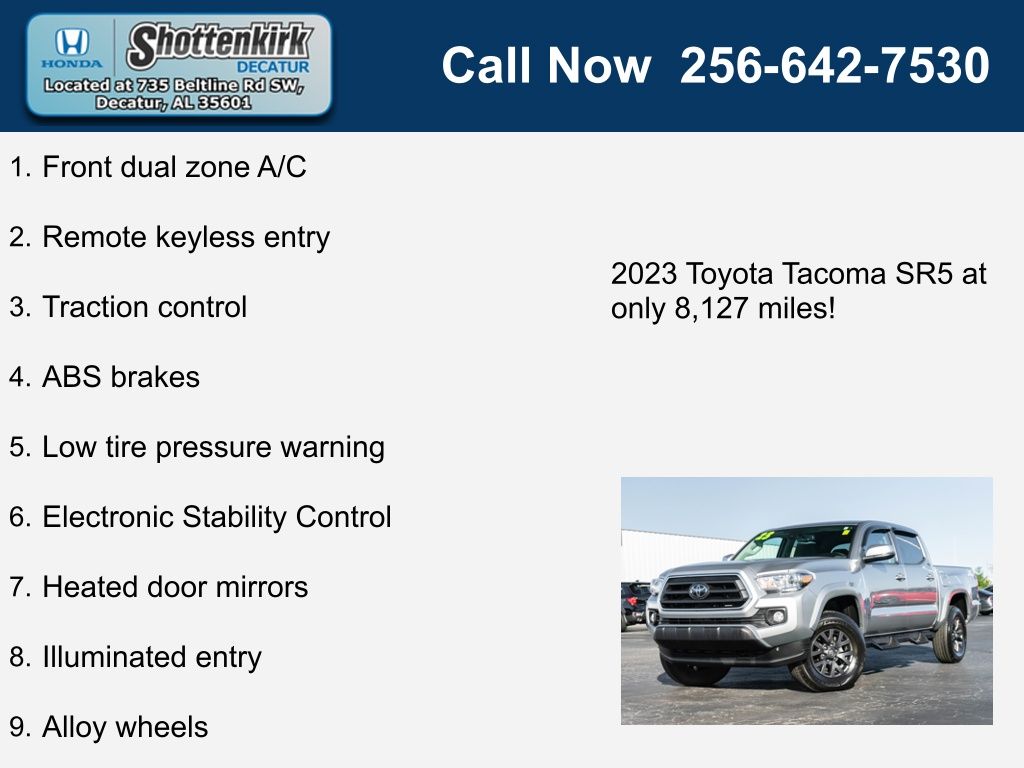 Used 2023 Toyota Tacoma SR5 with VIN 3TMCZ5AN9PM568362 for sale in Decatur, AL