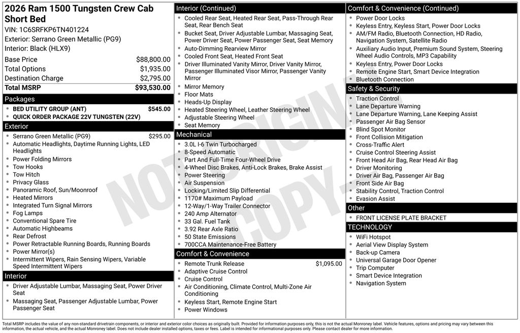 new 2026 Ram 1500 car, priced at $86,578