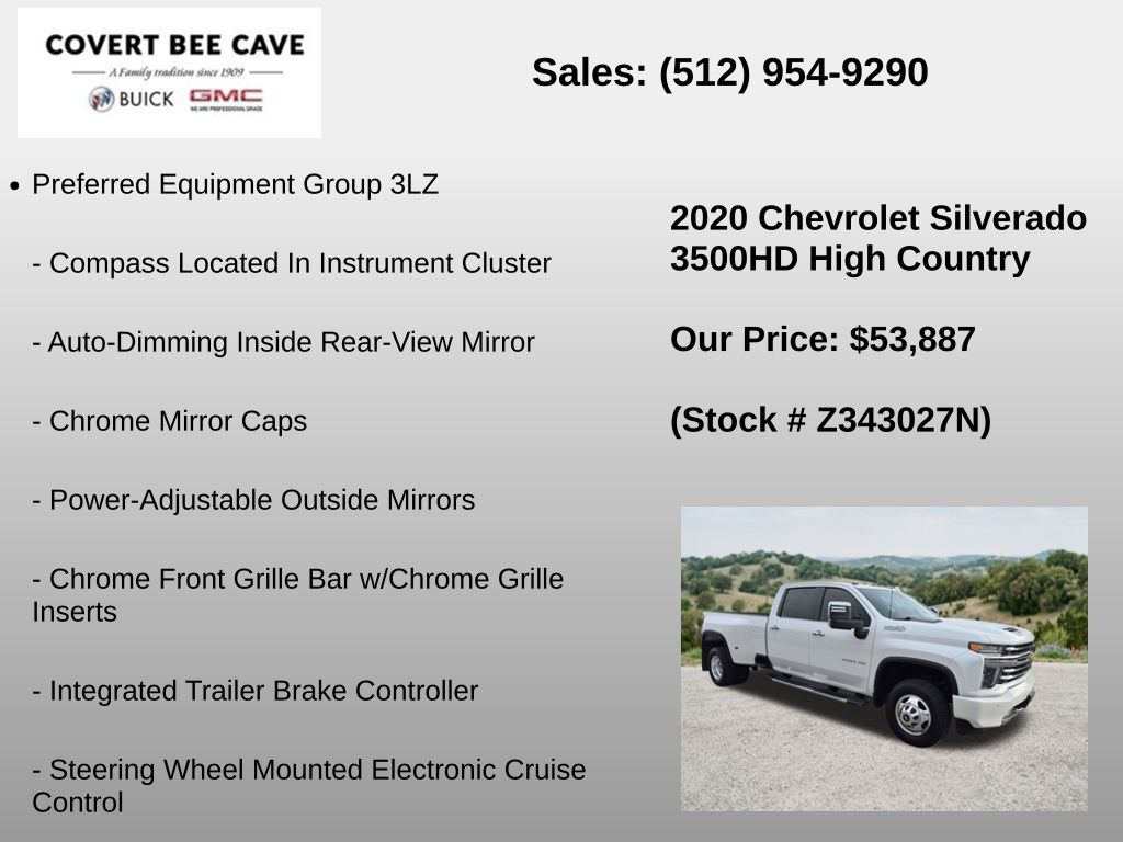 Used Car 2020 Chevrolet Silverado 3500hd  High Country For Sale Under $60,000 In Austin, Texas