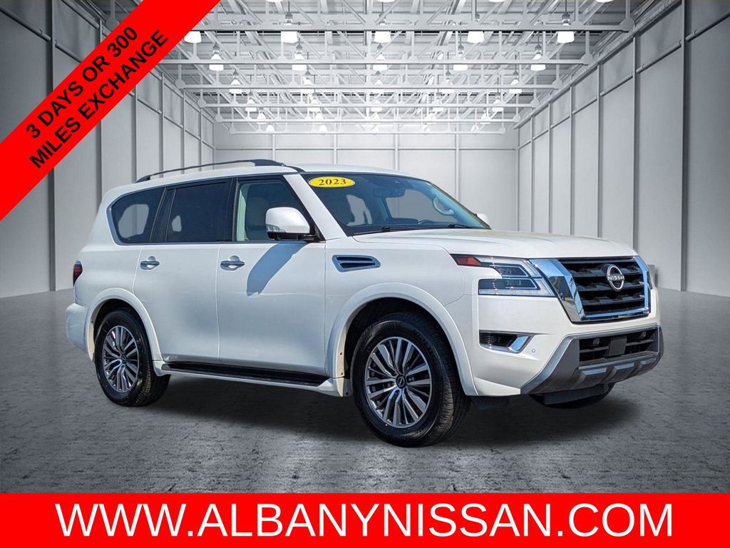 Aspen White 2023 Nissan Armada SUV / Crossover 4X2 7-Speed Automatic
