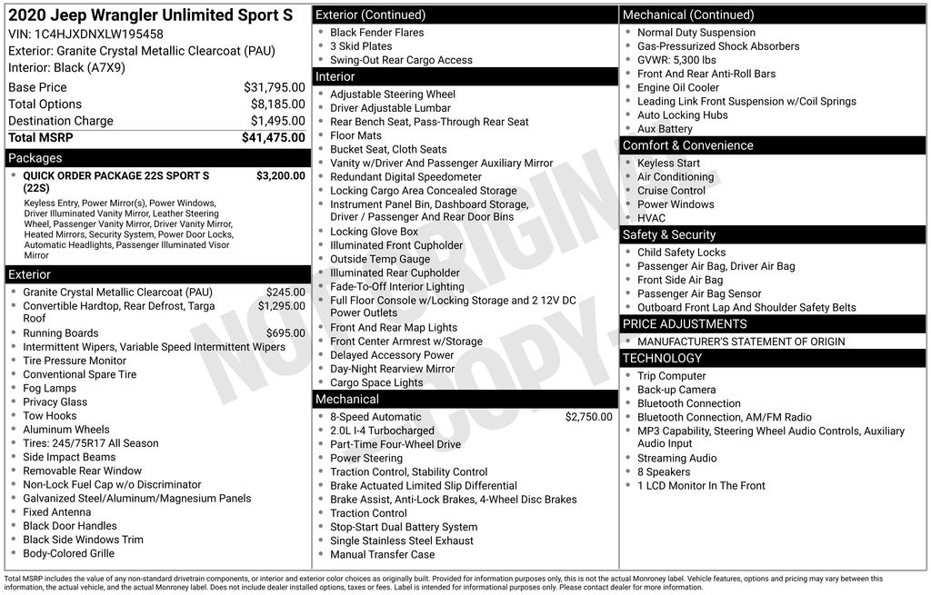 Used Car 2020 Jeep Wrangler  Unlimited Sport S For Sale Under $25,000 In Austin, Texas