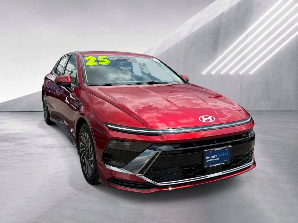 Ultimate red 2025 Hyundai Sonata Hybrid Sedan Front-Wheel Drive 6-Speed Automatic