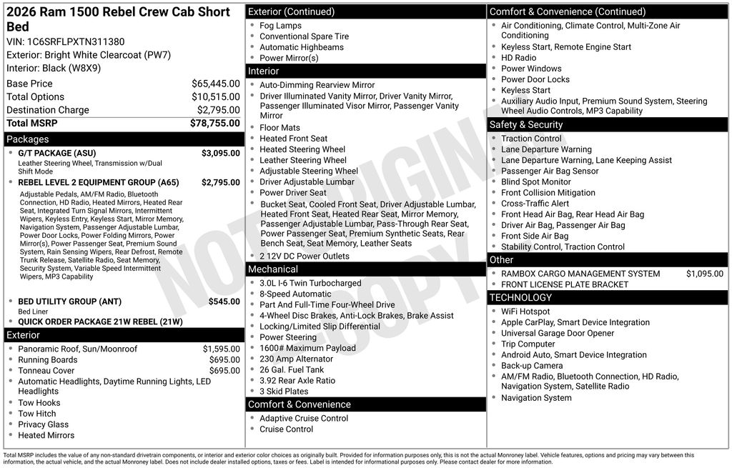 new 2026 Ram 1500 car, priced at $69,835