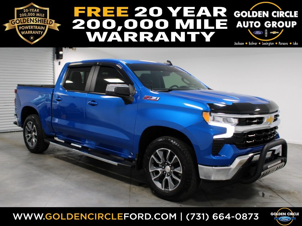 Glacier Blue Metallic 2023 Chevrolet Silverado 1500 LT Crew Cab 4WD Pickup Truck Four-Wheel Drive Automatic