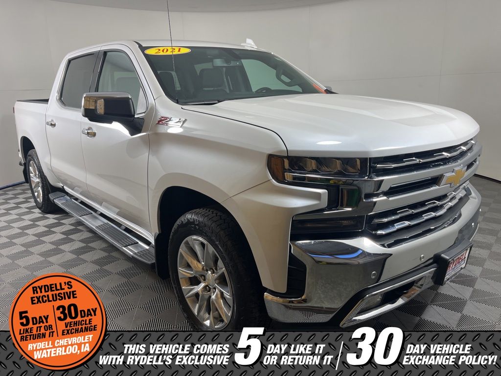 White (Iridescent Pearl Tricoat) 2021 Chevrolet Silverado 1500 LTZ Crew Cab 4WD Pickup Truck Four-Wheel Drive 8-Speed Automatic