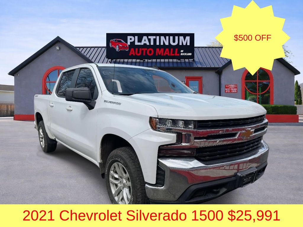 Summit White 2021 Chevrolet Silverado 1500 LT Crew Cab 4WD Pickup Truck Four-Wheel Drive 8-Speed Automatic