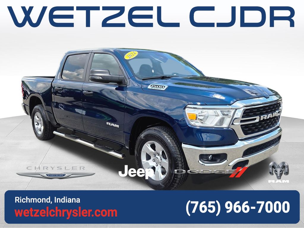 Patriot Blue Pearlcoat 2024 RAM 1500 Pickup Truck Four-Wheel Drive 8-Speed Automatic
