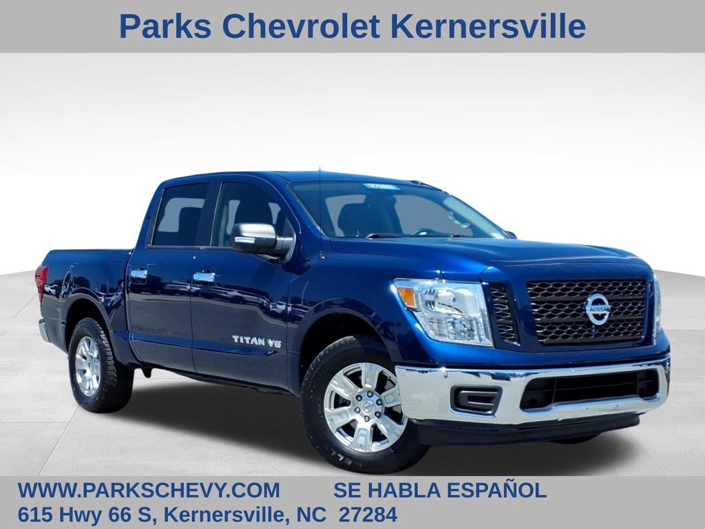 Deep Blue Pearl 2019 Nissan Titan SV Crew Cab RWD Pickup Truck 4X2 7-Speed Automatic