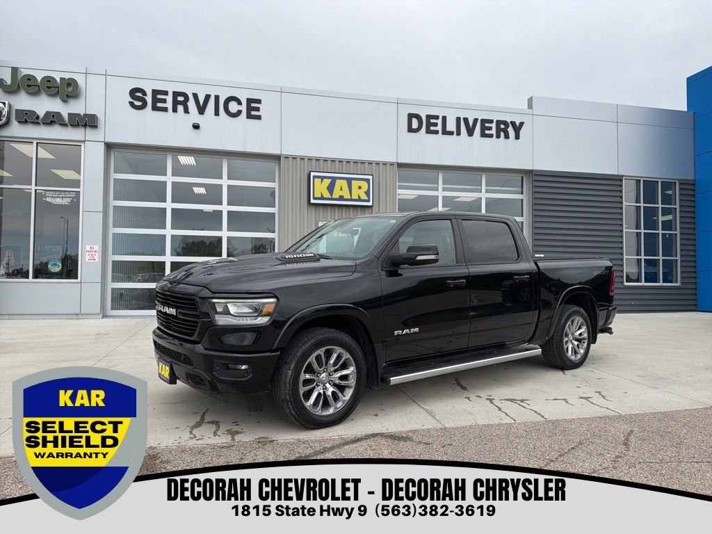 Diamond Black Crystal Pearlcoat 2022 RAM 1500 Laramie Crew Cab 4WD Pickup Truck Four-Wheel Drive 8-Speed Automatic