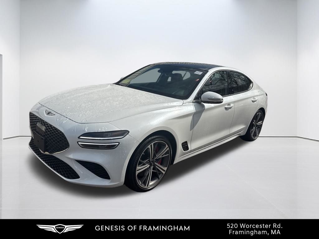 White 2025 Genesis G70 3.3T Sport Advanced AWD Sedan All-Wheel Drive 8-Speed Automatic