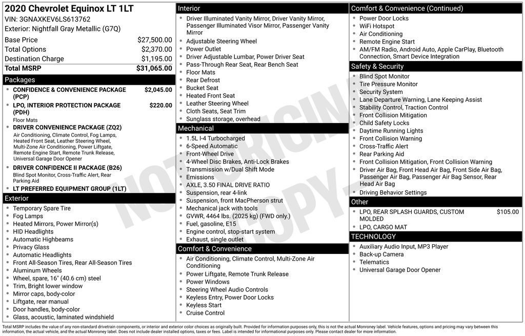 used 2020 Chevrolet Equinox car, priced at $16,200