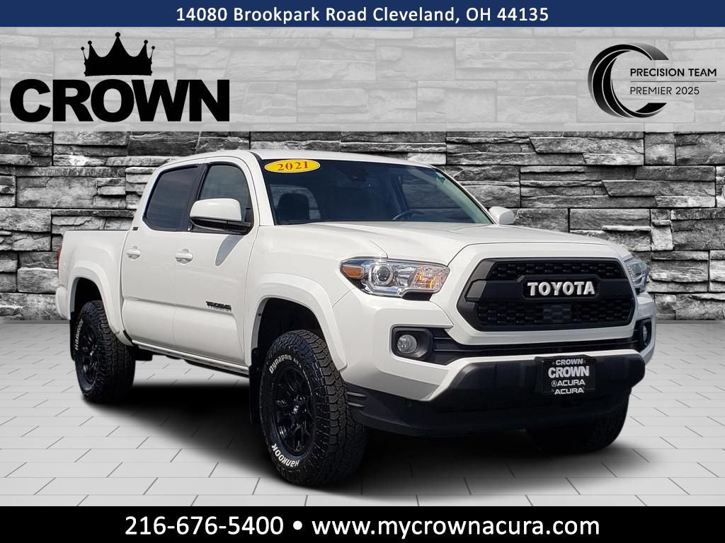 Super White 2021 Toyota Tacoma SR5 V6 Double Cab 4WD Pickup Truck Four-Wheel Drive 6-Speed Automatic