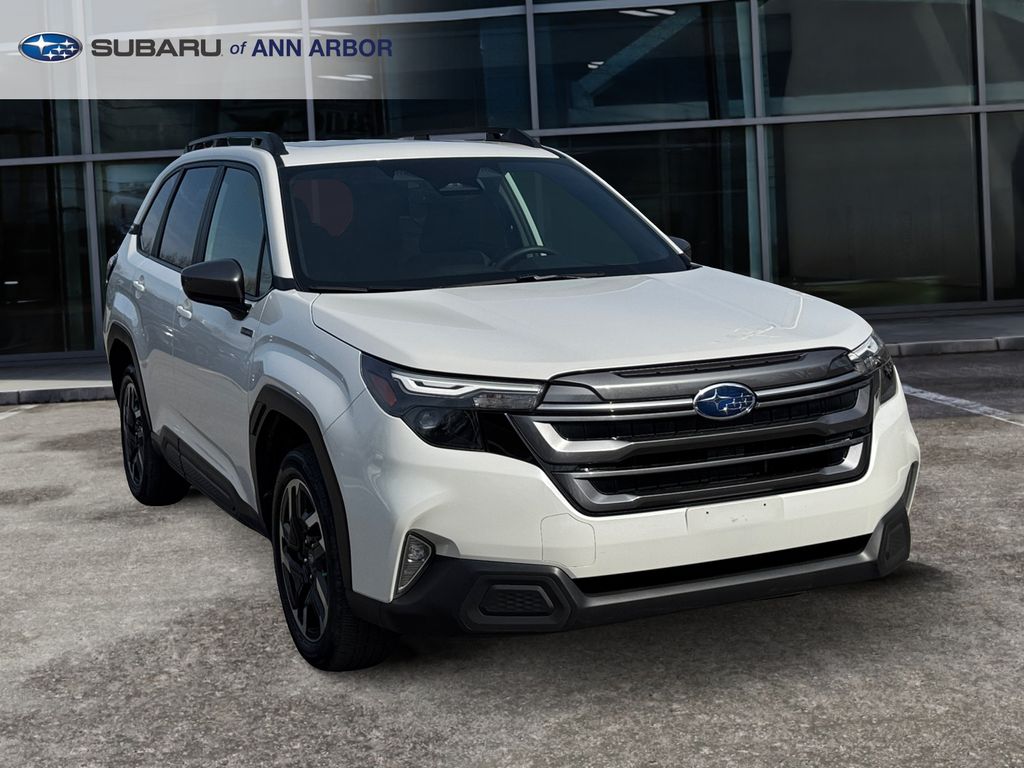 Crystal White Pearl 2025 Subaru Forester Hybrid Premium AWD SUV / Crossover All-Wheel Drive Continuously Variable Transmission