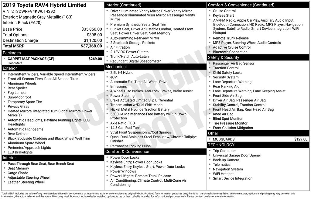 2019 Toyota RAV4 Hybrid Limited AWD