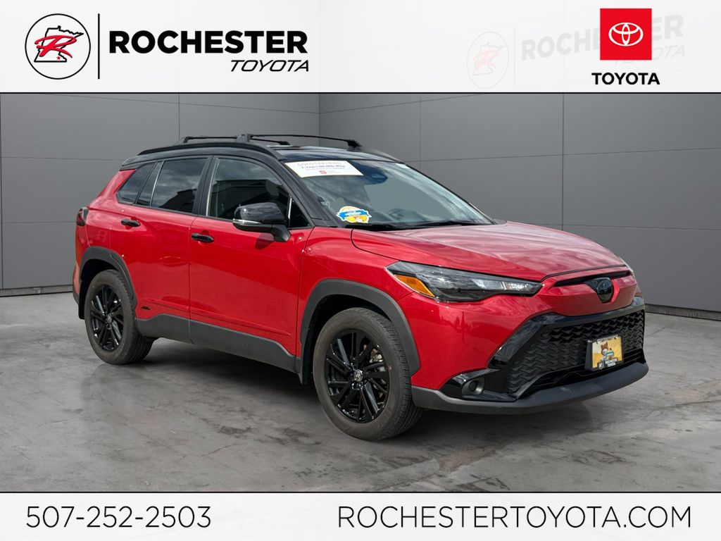 Barcelona Red Metallic/Jet Black 2024 Toyota Corolla Cross Hybrid SUV / Crossover All-Wheel Drive Continuously Variable Transmission