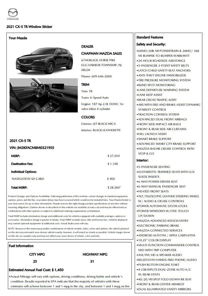 2021 Mazda CX-5 Touring Black at DeMontrond Automotive Group