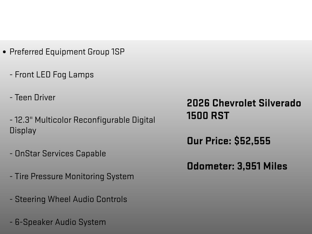 2026 Chevrolet Silverado 1500 RST Gray at Klick Lewis Buick Chevrolet