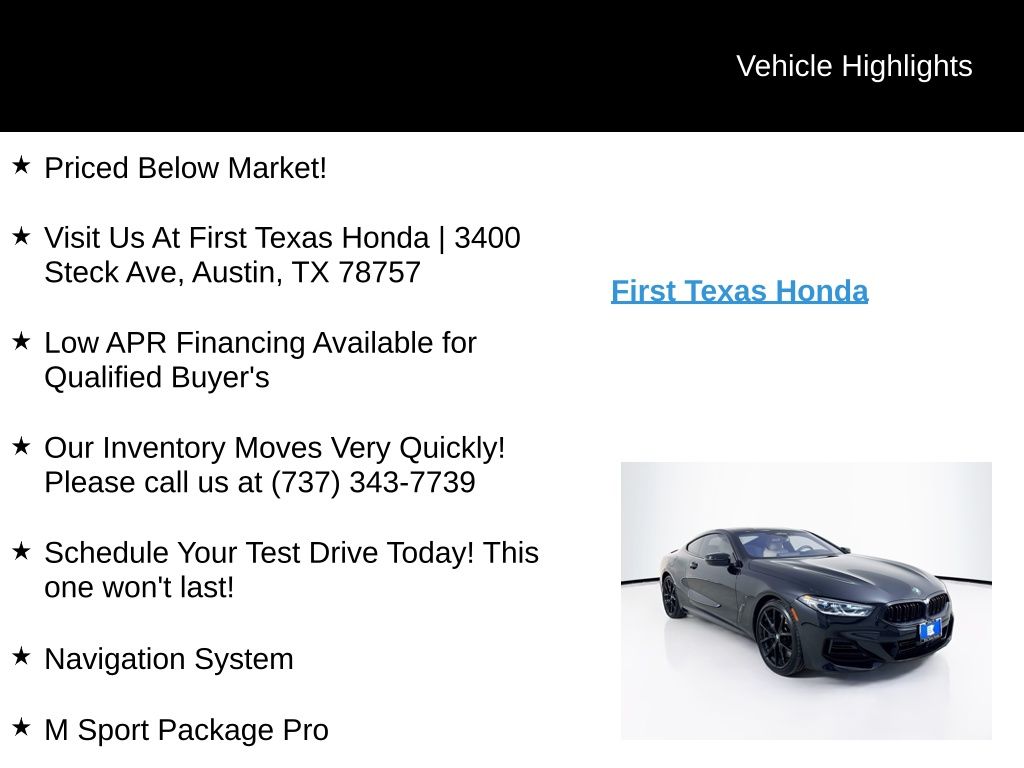 Used Car 2023 Bmw 8 Series  840i For Sale Under $50,000 In San Antonio, Texas