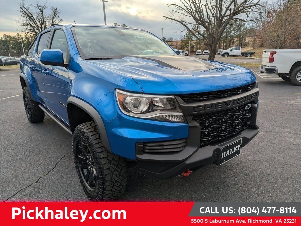 Bright Blue Metallic 2022 Chevrolet Colorado ZR2 Crew Cab 4WD Pickup Truck Four-Wheel Drive 8-Speed Automatic