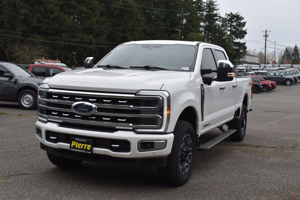 White Metallic 2024 Ford F-350 Super Duty Platinum Crew Cab 4WD Pickup Truck Four-Wheel Drive Automatic
