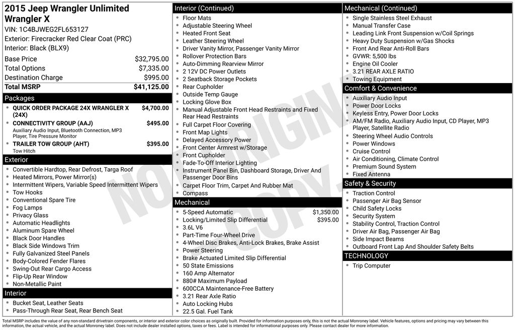 used 2015 Jeep Wrangler car, priced at $13,700