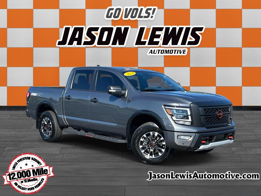 Gray (Gun Metallic) 2024 Nissan Titan Pickup Truck Four-Wheel Drive 9-Speed Automatic