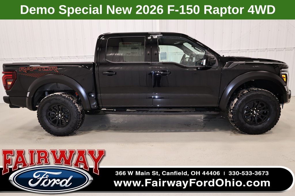 Agate Black Metallic 2026 Ford F-150 Raptor SuperCrew 4WD Pickup Truck Four-Wheel Drive Automatic
